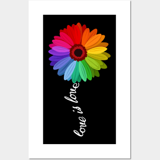 Rainbow Sunflower Love Is Love LGBT Gay Lesbian Posters and Art